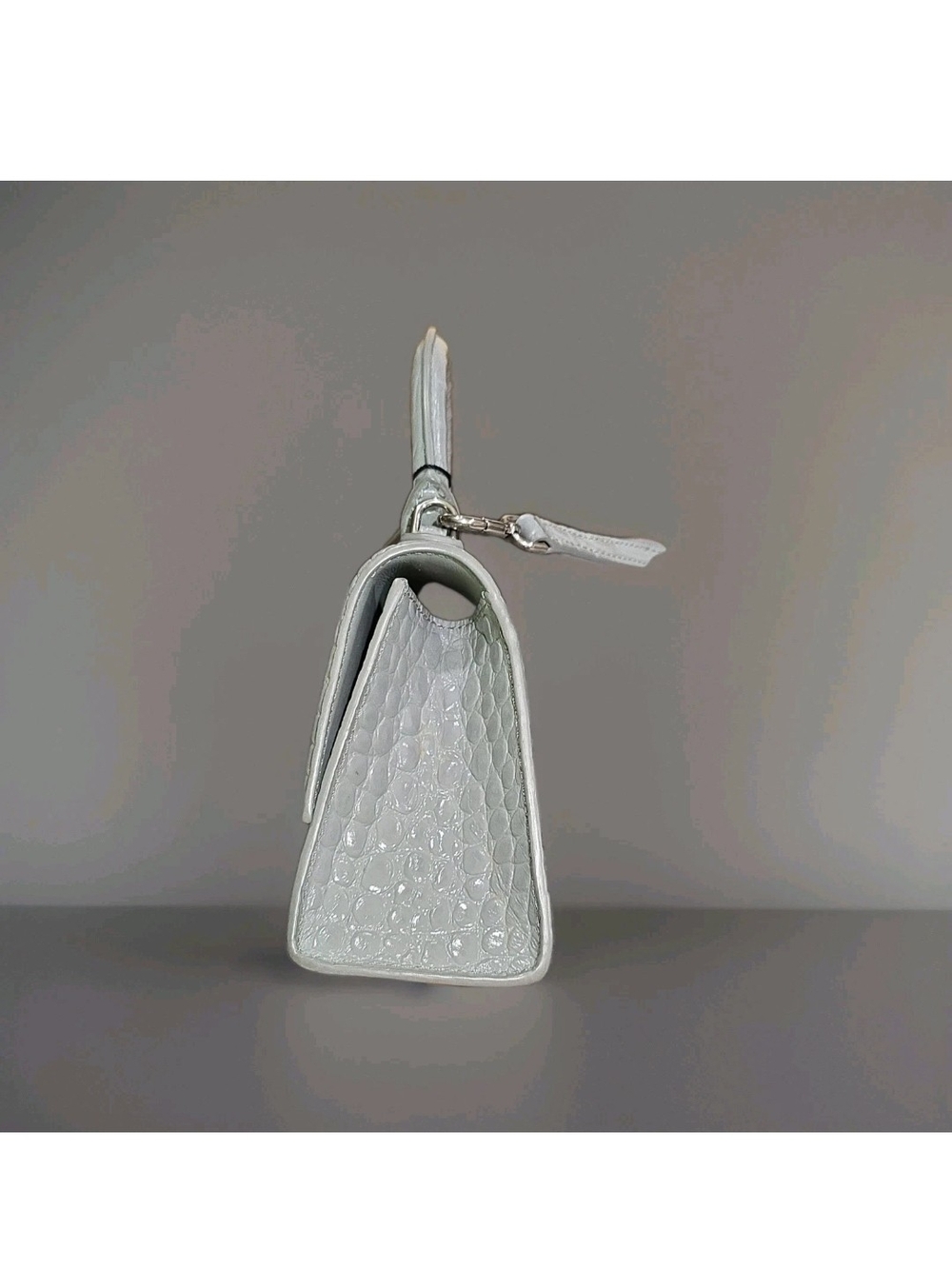 Balenciaga Hourglass Mini Croc-Embossed Top Handle Bag in Light Blue - Picture 5 of 10